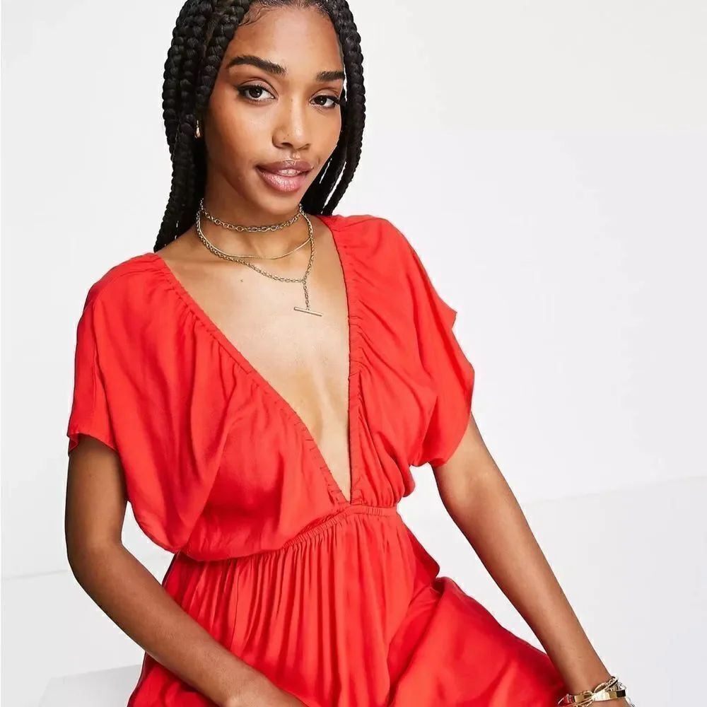 Asos design low V open back maxi dress